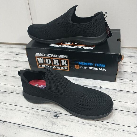 Skechers Women's SZ 11 Work Non Slip Relaxed Fit UltraFlex Blk Slip On #108034 . - Picture 2 of 11